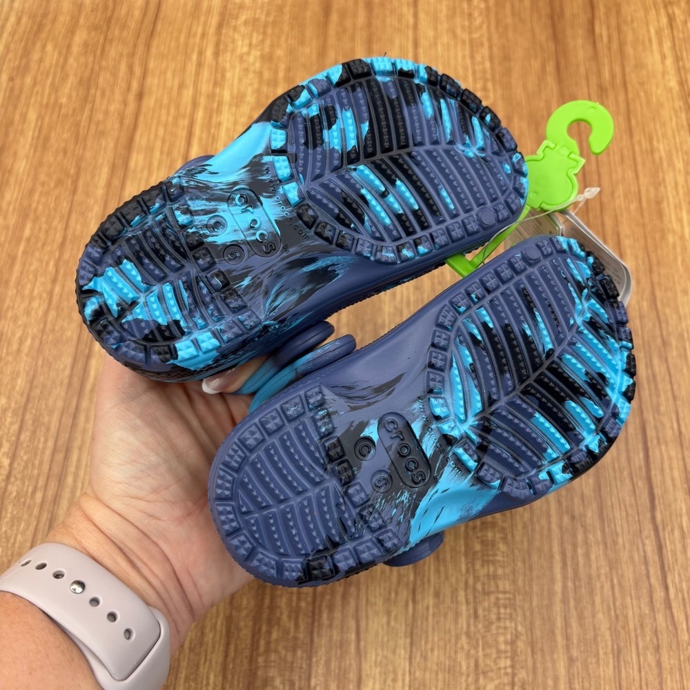 Crocs Classic Marbled Clog Toddler Size C6 Navy Blue Water Friendly 206838 NEW - Picture 6 of 8